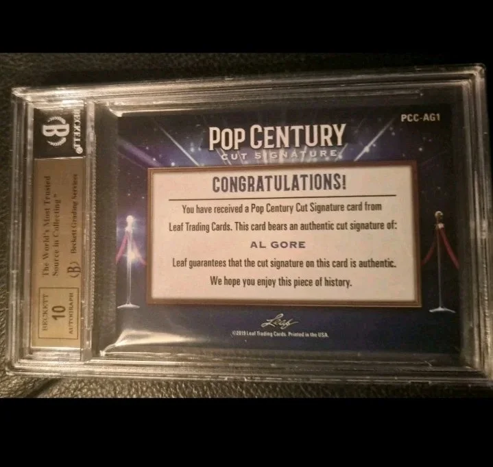 Al Gore — 2019 Al Gore Vice Pres. - Pop Century Metal Cut Auto Gem Mint Graded 9.5 RARE!, image 2
