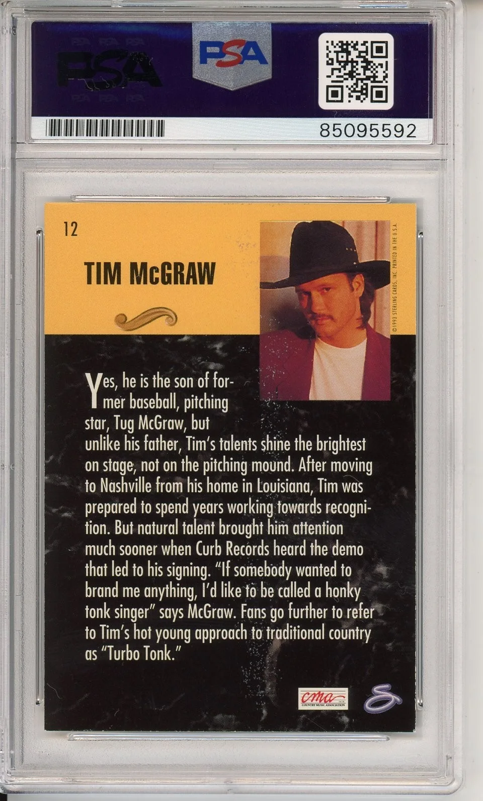 1993 Country Gold Tim McGraw Signed Rookie RC Card PSA DNA COA Autograph Auto, image 2