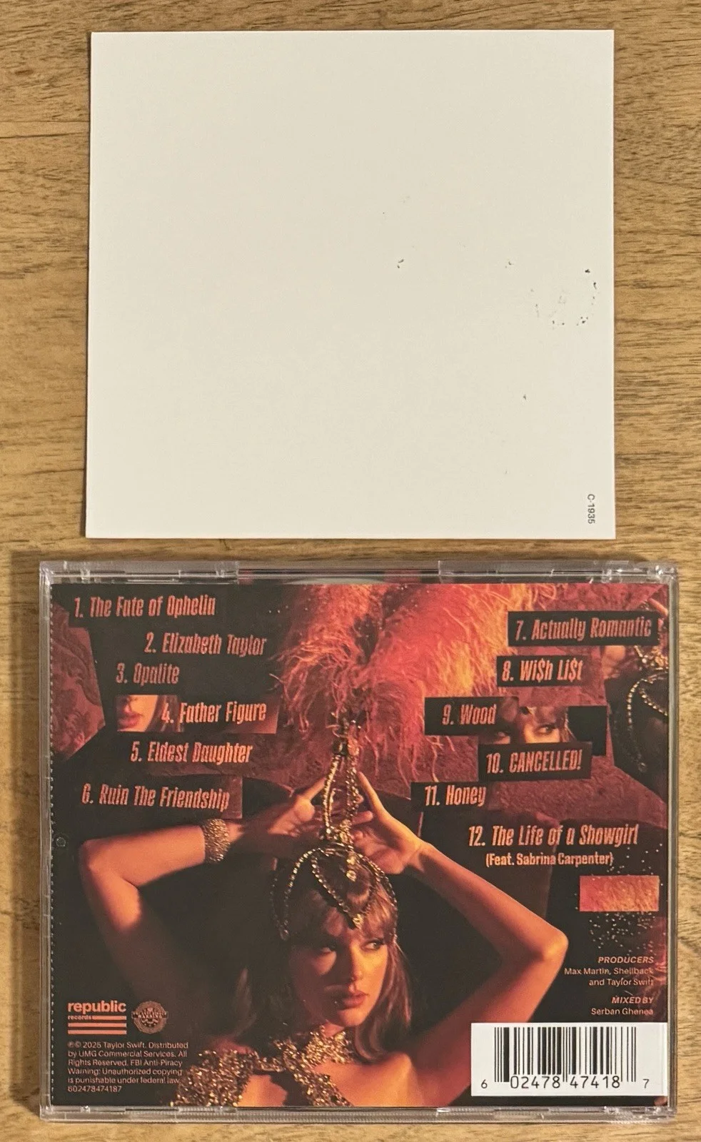 Taylor Swift The Life Of A Showgirl LONG SIGNATURE AUTOGRAPH Art Card CD #3 RARE, изображение 4