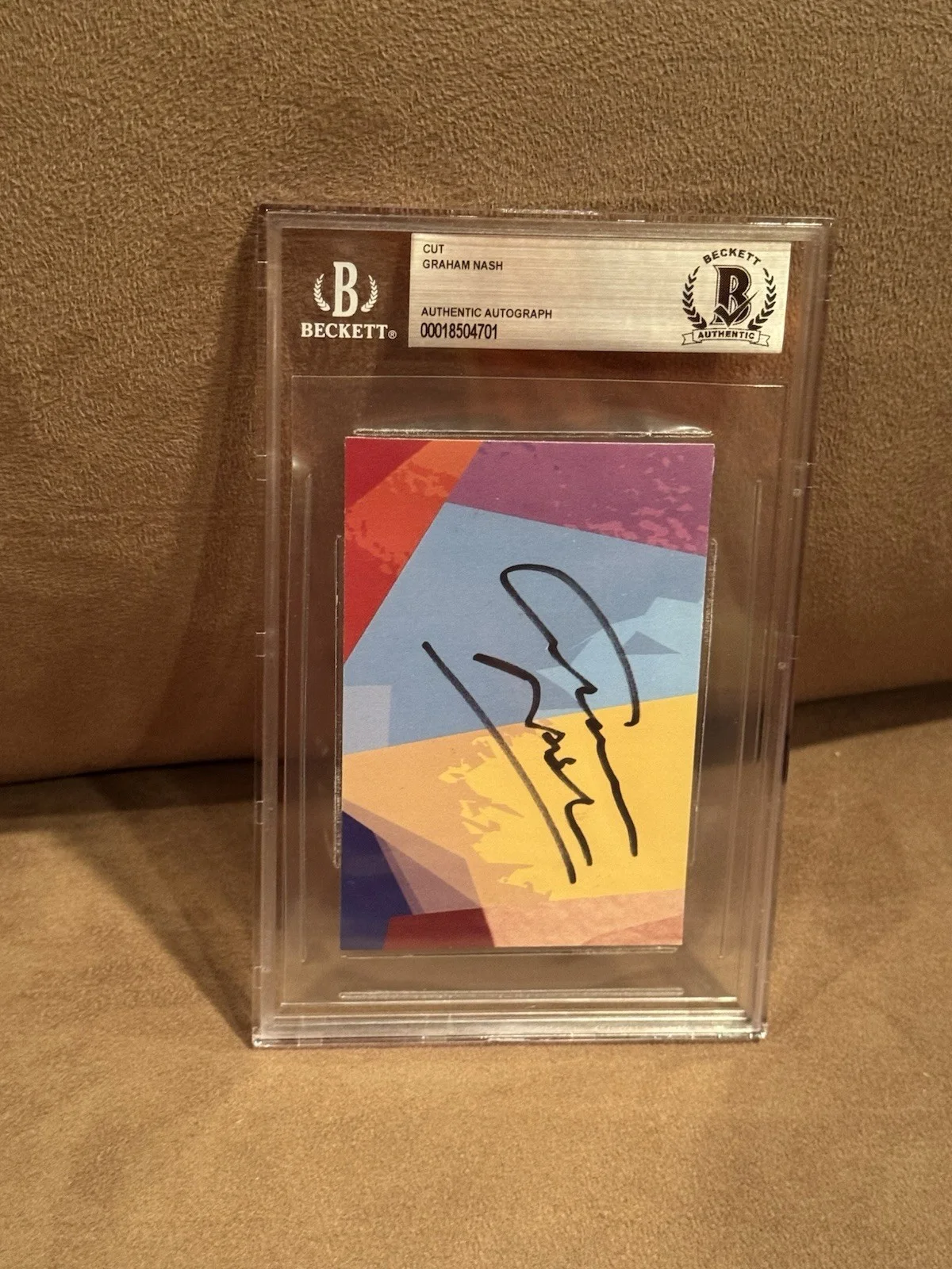 Very Nice Signed Cut by Graham Nash Beckett Slab Crosby Stills, image 2