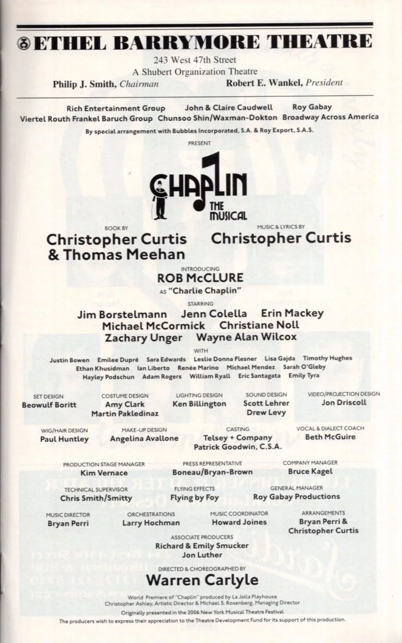 Cast — Chaplin Signed Autographed Cast Playbill ( Rob McClure as Charlie Chaplin ), image 2