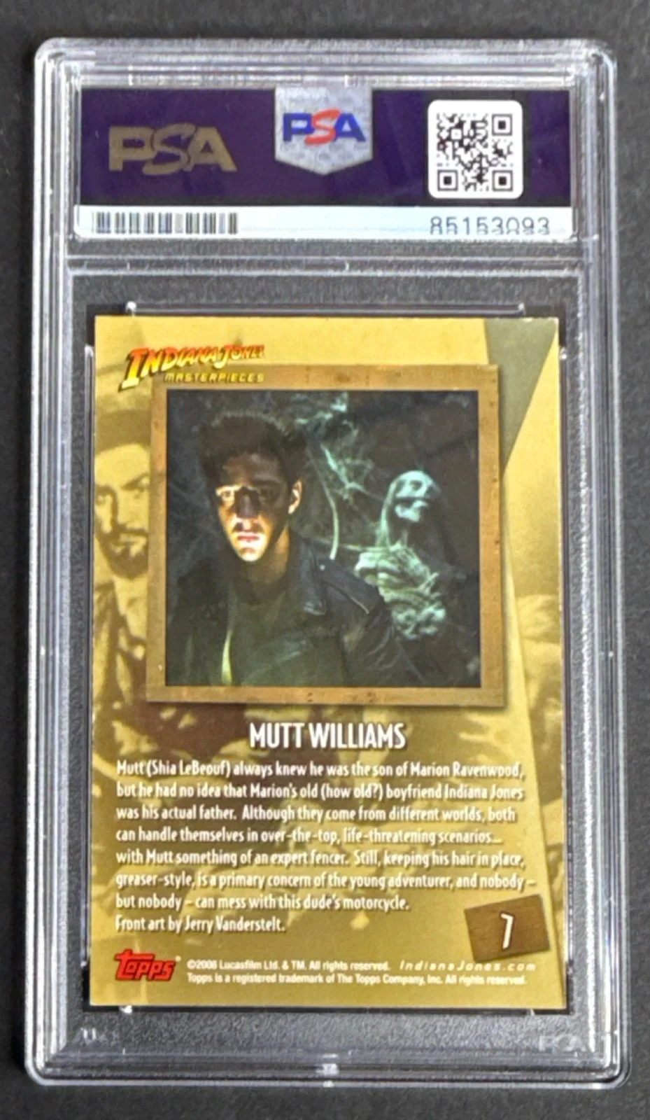 Shia LaBeouf — Shia LaBeouf Signed 2008 Topps Indiana Jones Card #7 PSA 85153093, image 2