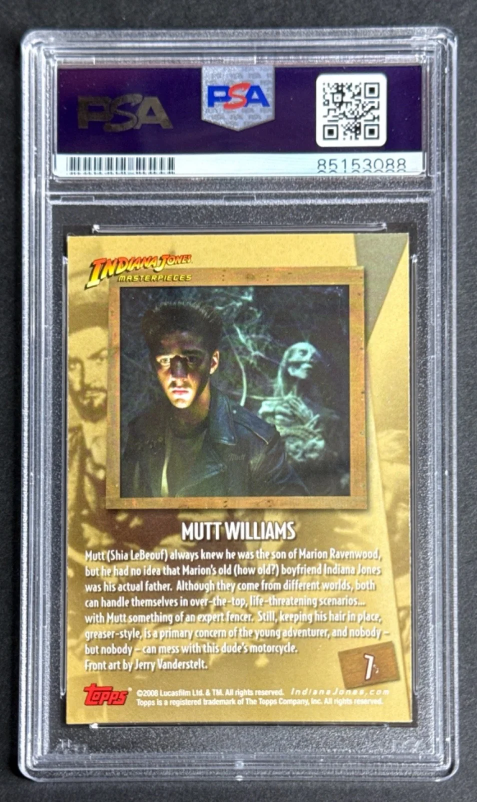 Shia LaBeouf — Shia LaBeouf Signed 2008 Topps Indiana Jones Card #7 PSA 85153088, изображение 2