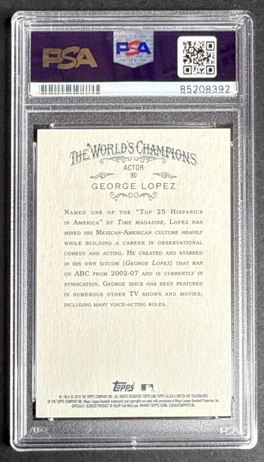 George Lopez — George Lopez Signed 2016 Topps Allen & Ginter Card #90 PSA 85208392, изображение 2