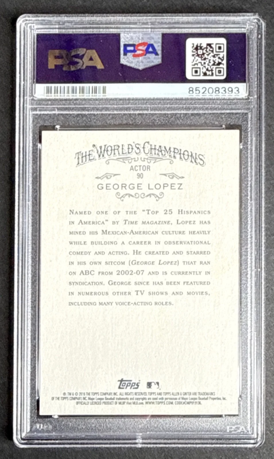 George Lopez — George Lopez Signed 2016 Topps Allen & Ginter Card #90 PSA 85208393, изображение 2