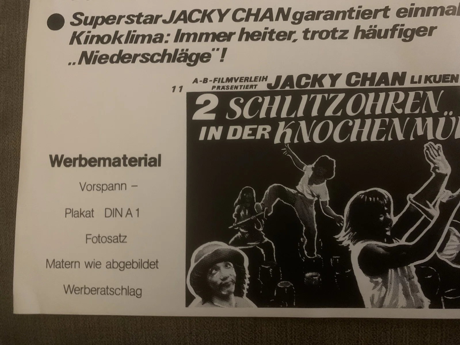 Jacky Chan The Fearless Hyena Original German Promotional Flyer - HK Classic, изображение 5
