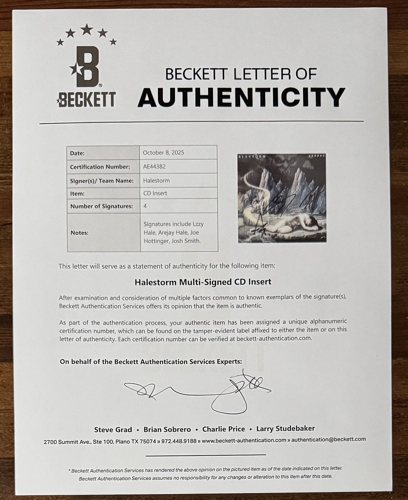 Halestorm FRAMED BAND SIGNED Everest Album Cover Art Card & CD BAS Beckett COA, изображение 4