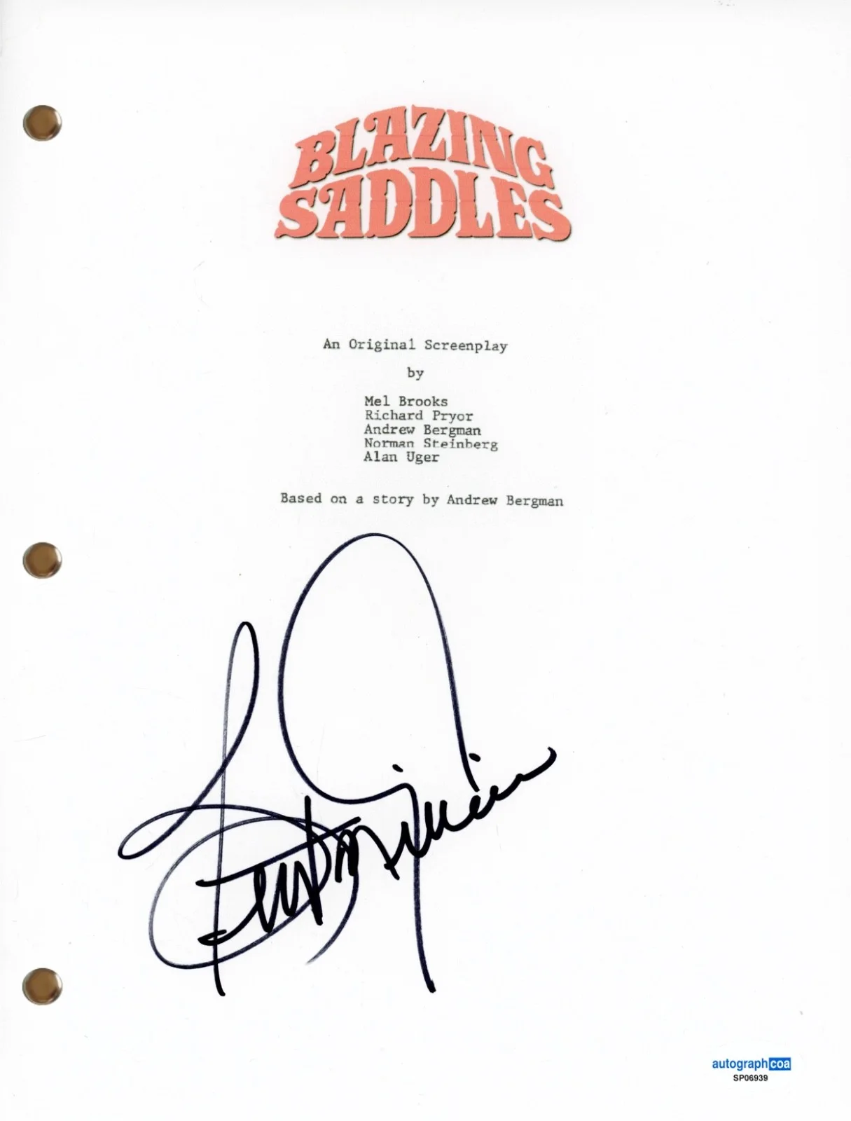 Burton Gilliam — Burton Gilliam Signed Autograph Blazing Saddles Movie Script Screenplay ACOA COA