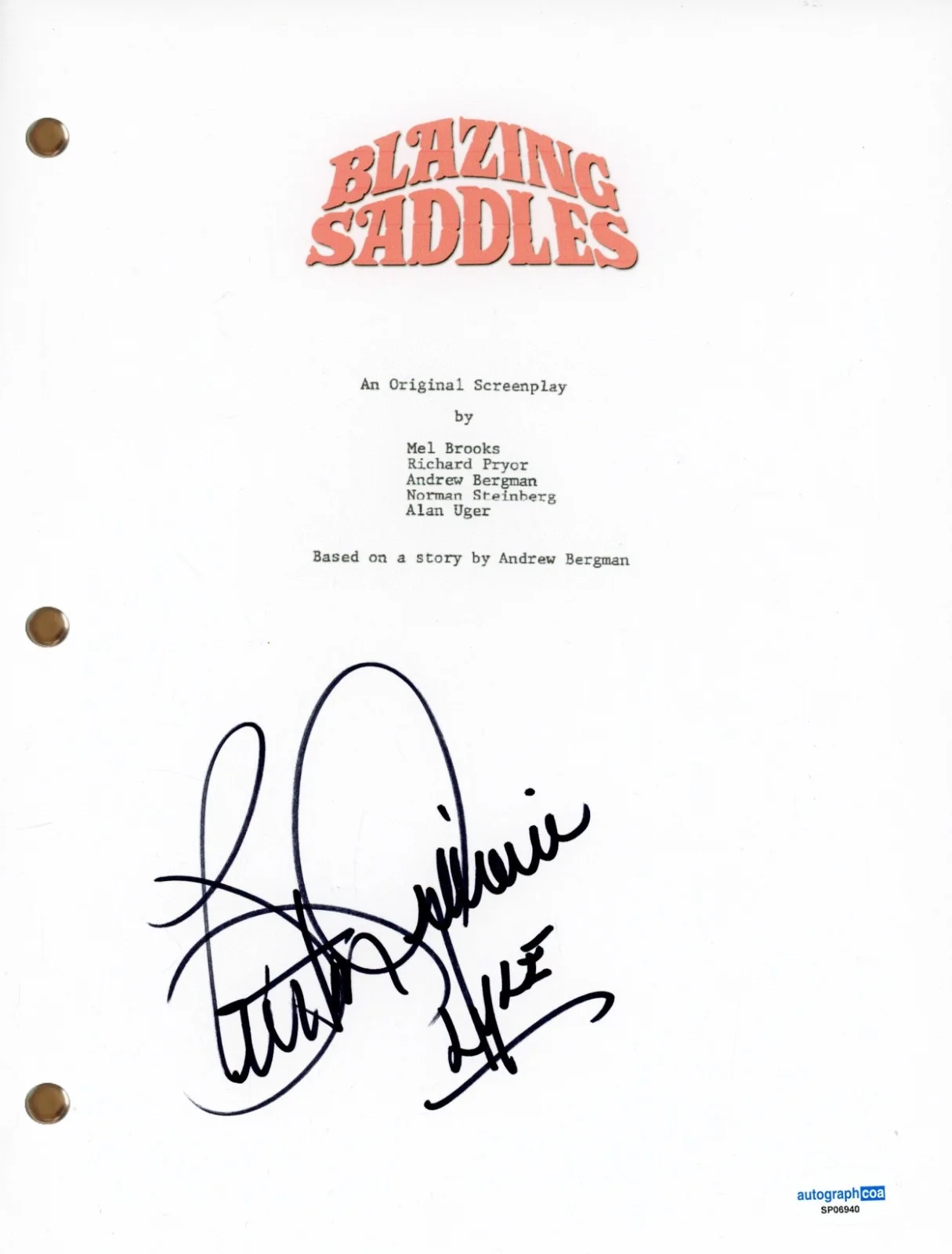 Burton Gilliam — Burton Gilliam Signed Autograph Blazing Saddles Movie Script Screenplay ACOA COA, изображение 2
