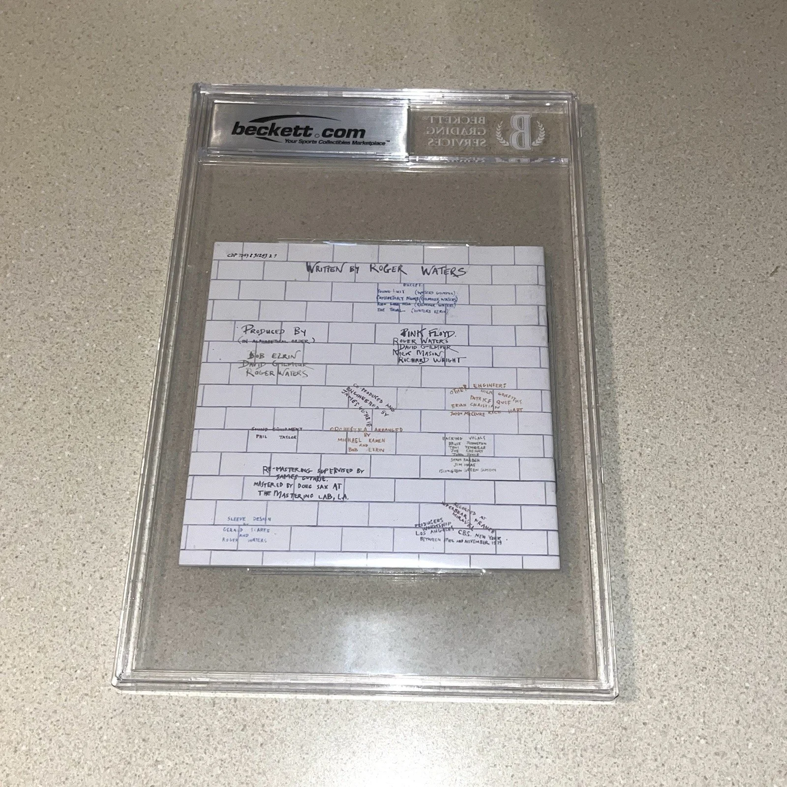 ROGER WATERS NICK MASON PINK FLOYD signed autographed THE WALL CD BOOK BAS SLAB, image 3
