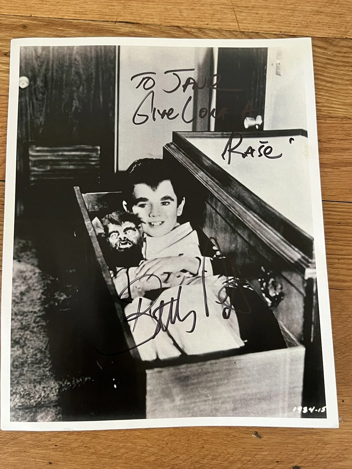 Butch Patrick — Butch Patrick Signed 8x10 'Eddie Munster' Coffin Autographed 'The Munsters NoCOA