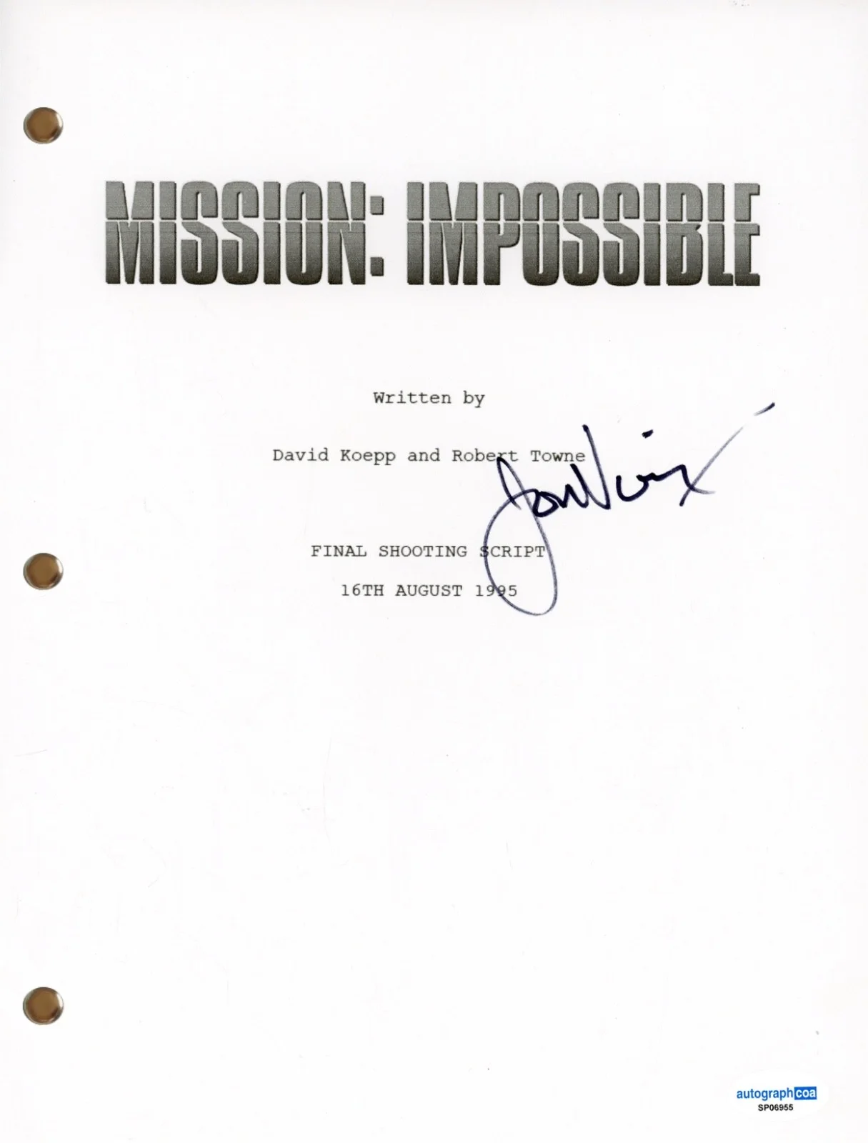 Jon Voight — Jon Voight Signed Autograph Mission: Impossible Movie Script Screenplay ACOA, image 2