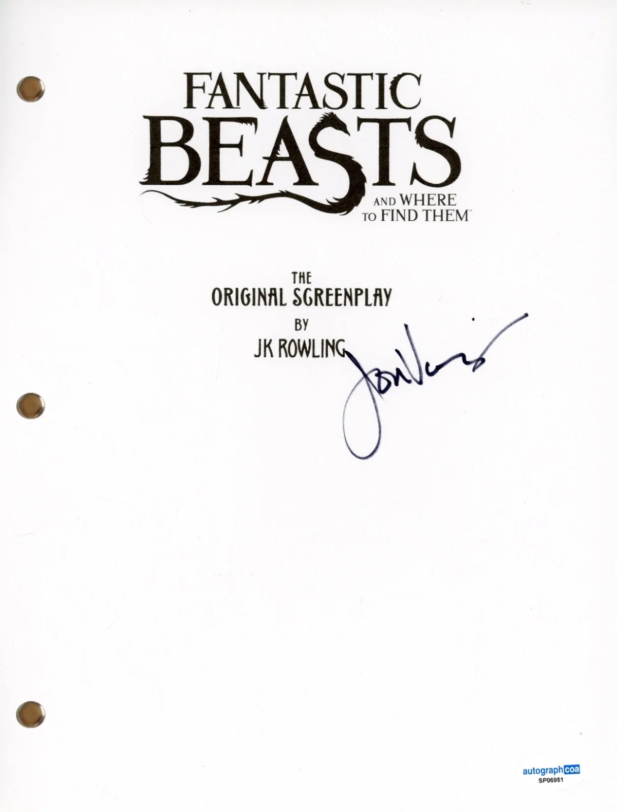 Jon Voight — Jon Voight Signed Fantastic Beasts and Where to Find Them Movie Script ACOA COA, изображение 2