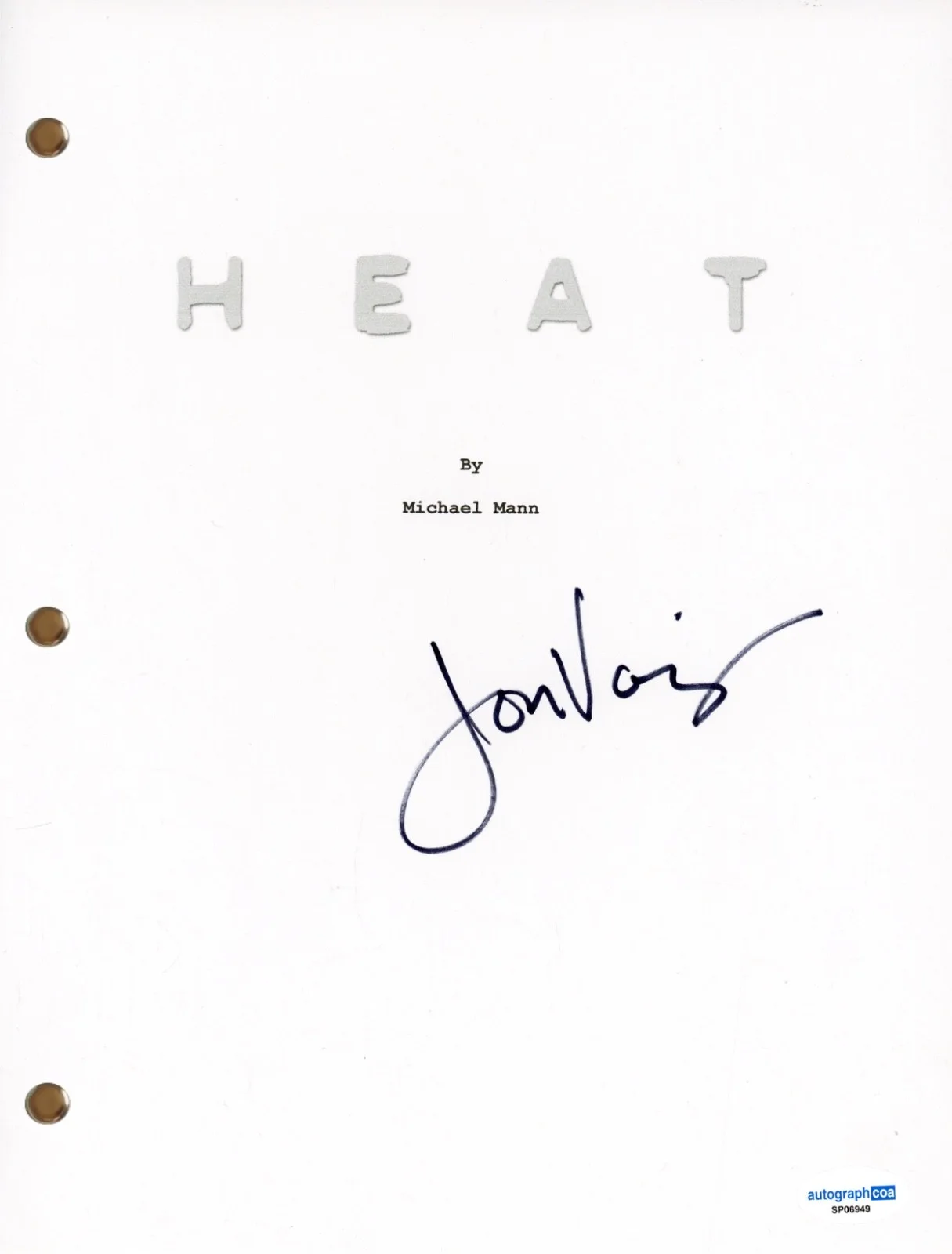 Jon Voight — Jon Voight Signed Autograph Heat Movie Script Full Screenplay 1995 Film ACOA COA, изображение 2