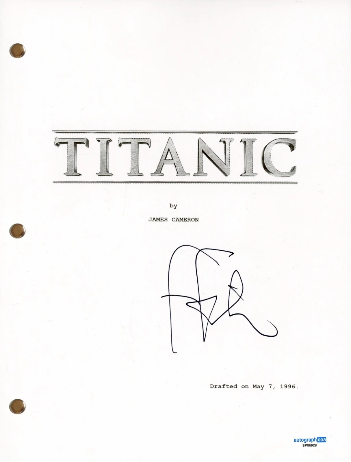 Frances Fisher — Frances Fisher Signed Autograph TITANIC Movie Script Screenplay Autograph ACOA