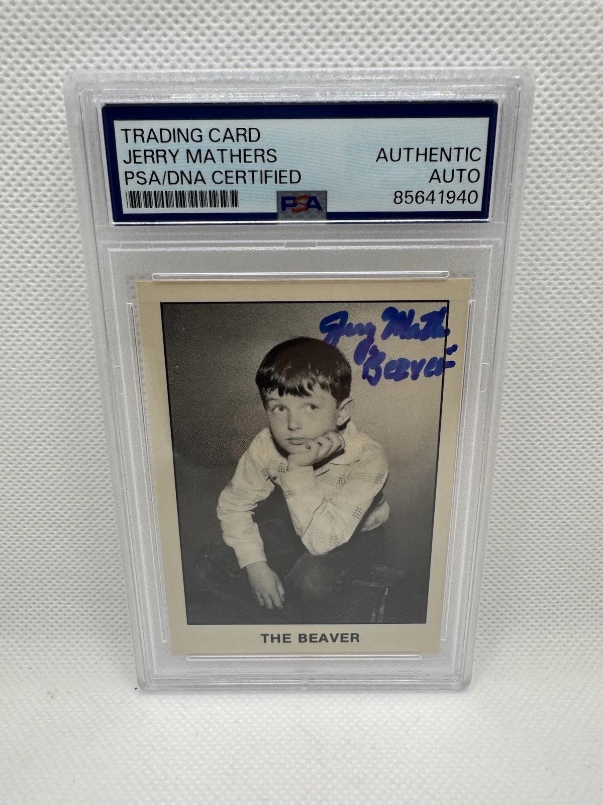 Jerry Mathers — Jerry Mathers Signed Card Leave It To Beaver 1983 Slabbed PSA Autograph Slab #1