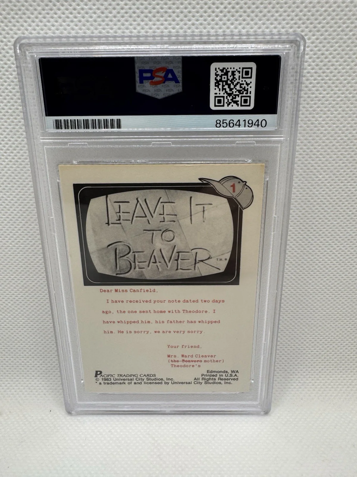 Jerry Mathers — Jerry Mathers Signed Card Leave It To Beaver 1983 Slabbed PSA Autograph Slab #1, изображение 2