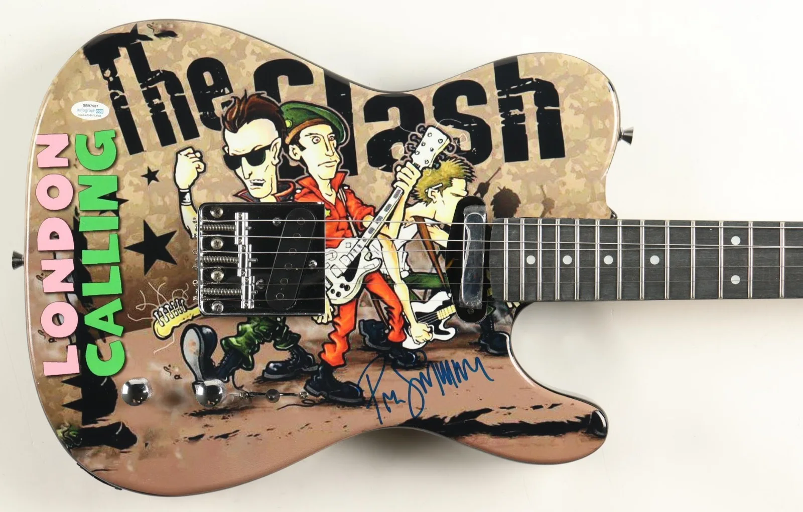 Paul Simonon The Clash Signed 39" Custom Electric Guitar COA, image 3