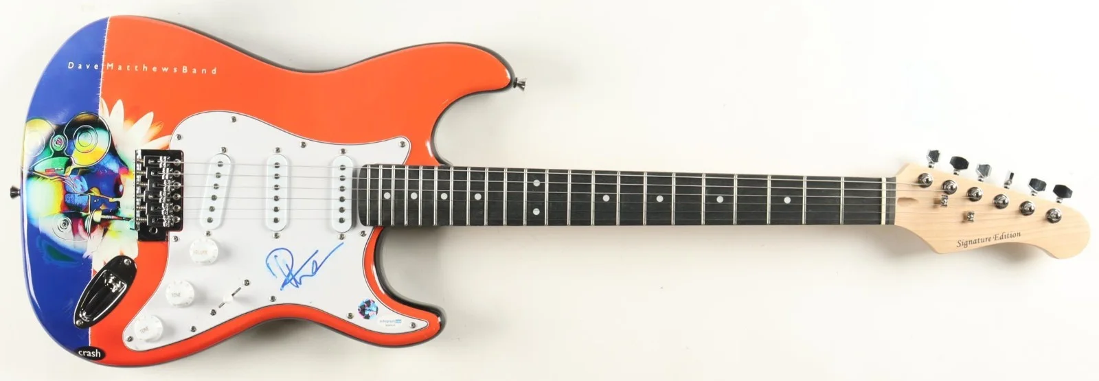 Dave Matthews, Stefan Lessard, Tim Reynolds, Boyd Tinsley, Jeff Cohen — Two Dave Matthews Band x5 Signed Autograph Full Size Red Blue Guitars - COA, изображение 2