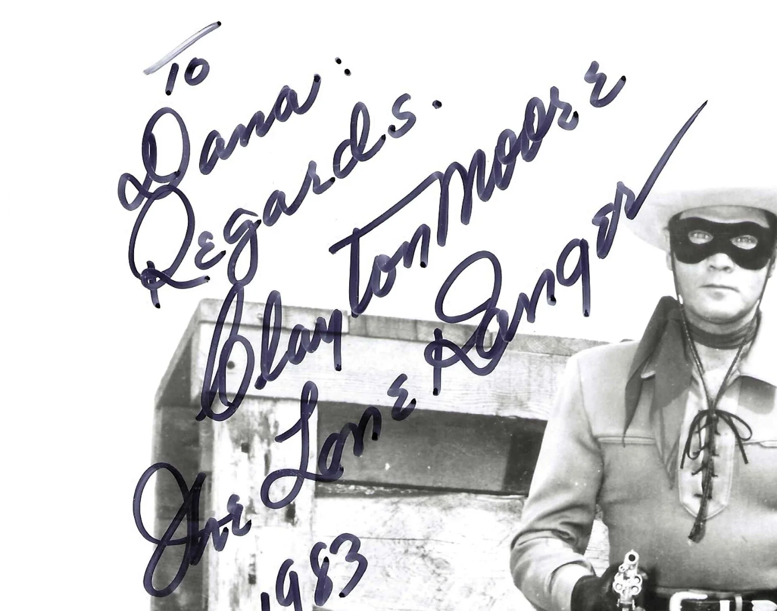 Clayton Moore — CLAYTON MOORE "Lone Ranger" Signed 8X10 B&W Photo w/ COA Classic Image, изображение 2