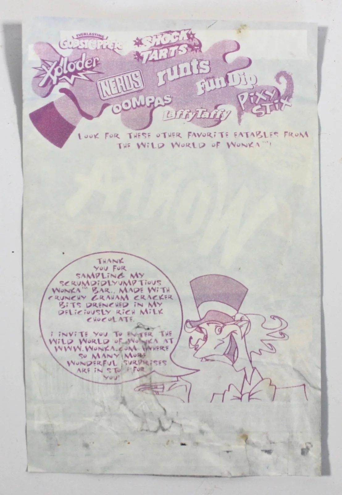Original WILLY WONKA Chocolate Bar WRAPPER 2001 - 30th Anniversary, image 2