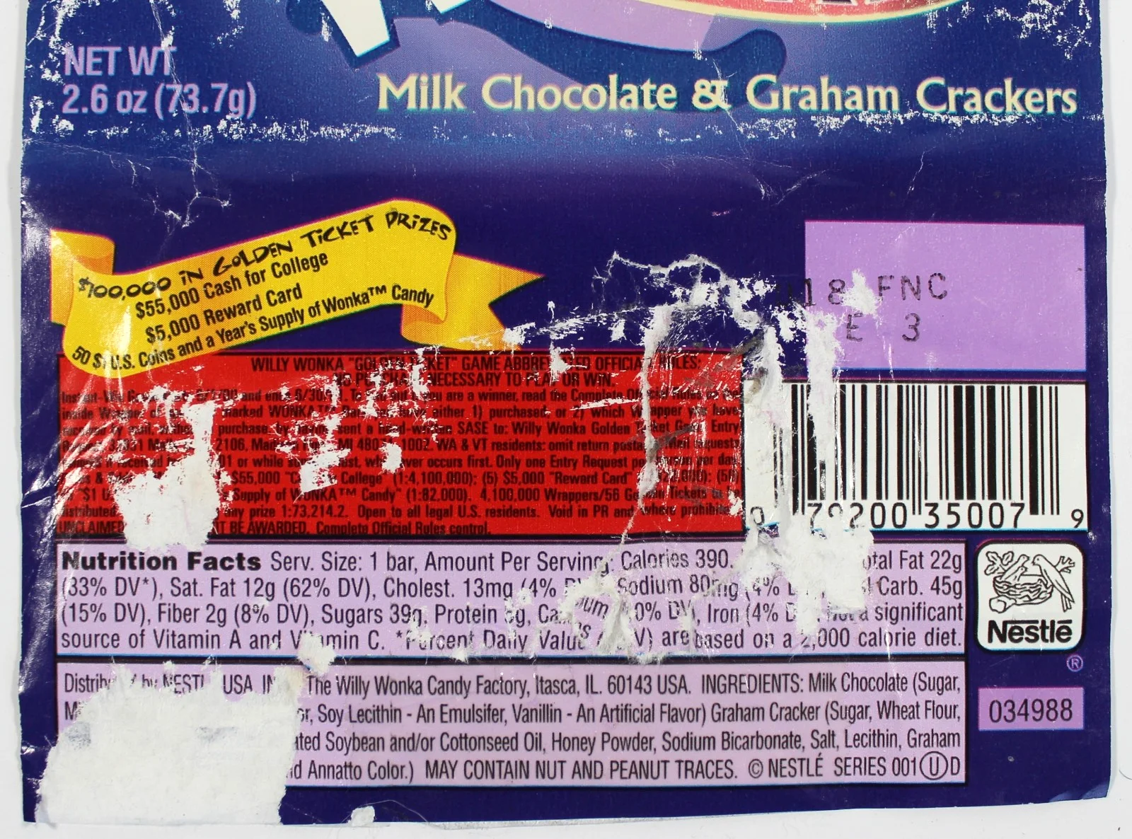 Original WILLY WONKA Chocolate Bar WRAPPER 2001 - 30th Anniversary, image 5