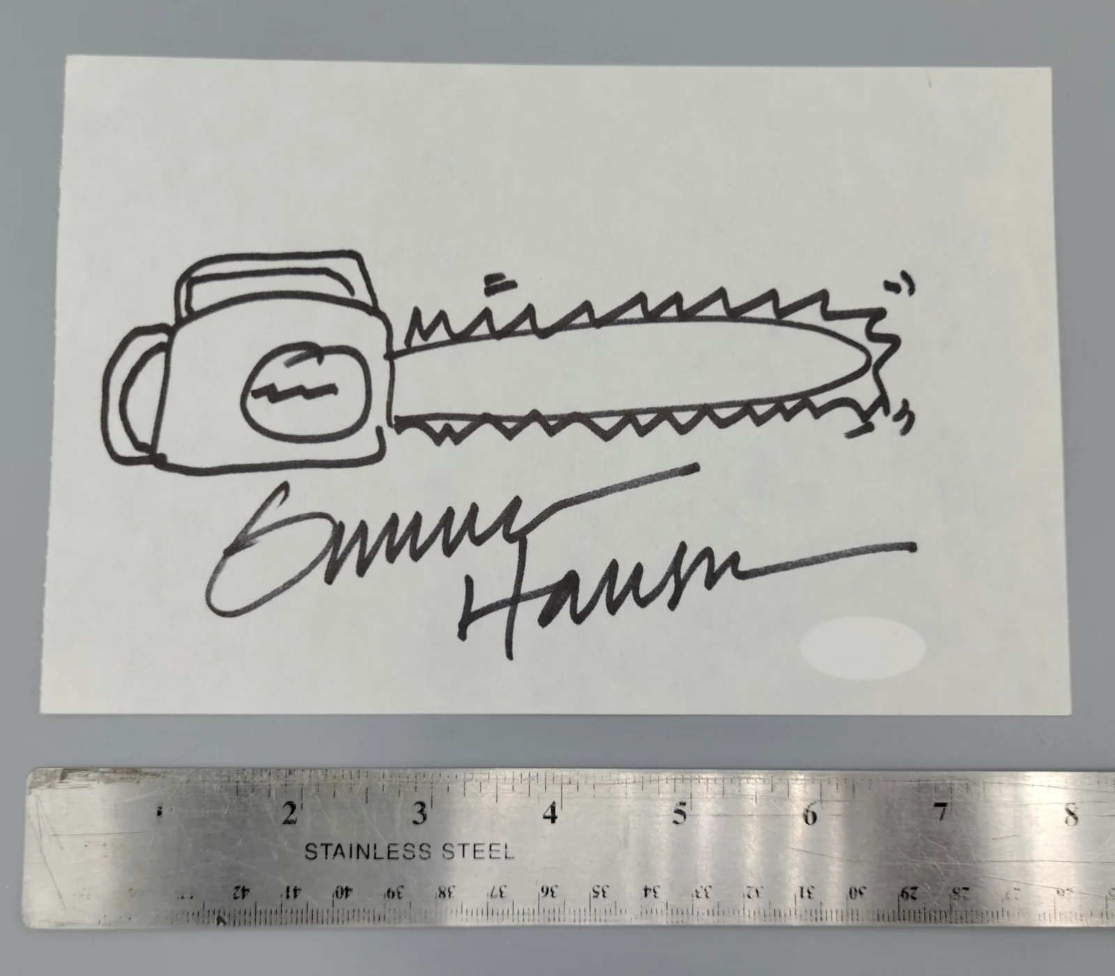GUNNAR HANSEN — GUNNAR HANSEN signed hand drawing Texas Chainsaw Massacre autograph JSA rare, image 2