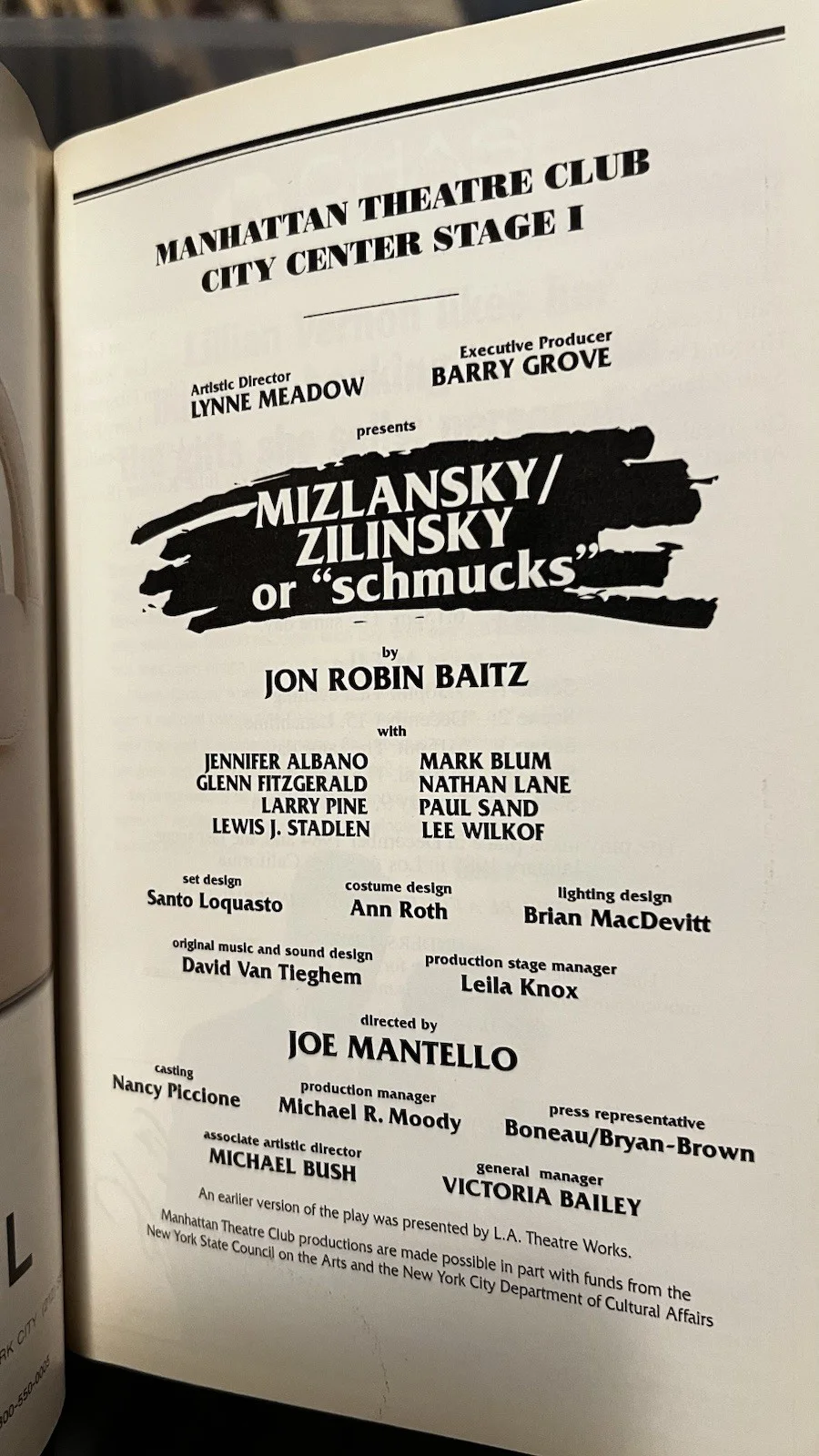 Nathan Lane + Cast Signed MIZLANSKY / ZILINSKY Off Broadway Playbill 1998, image 3