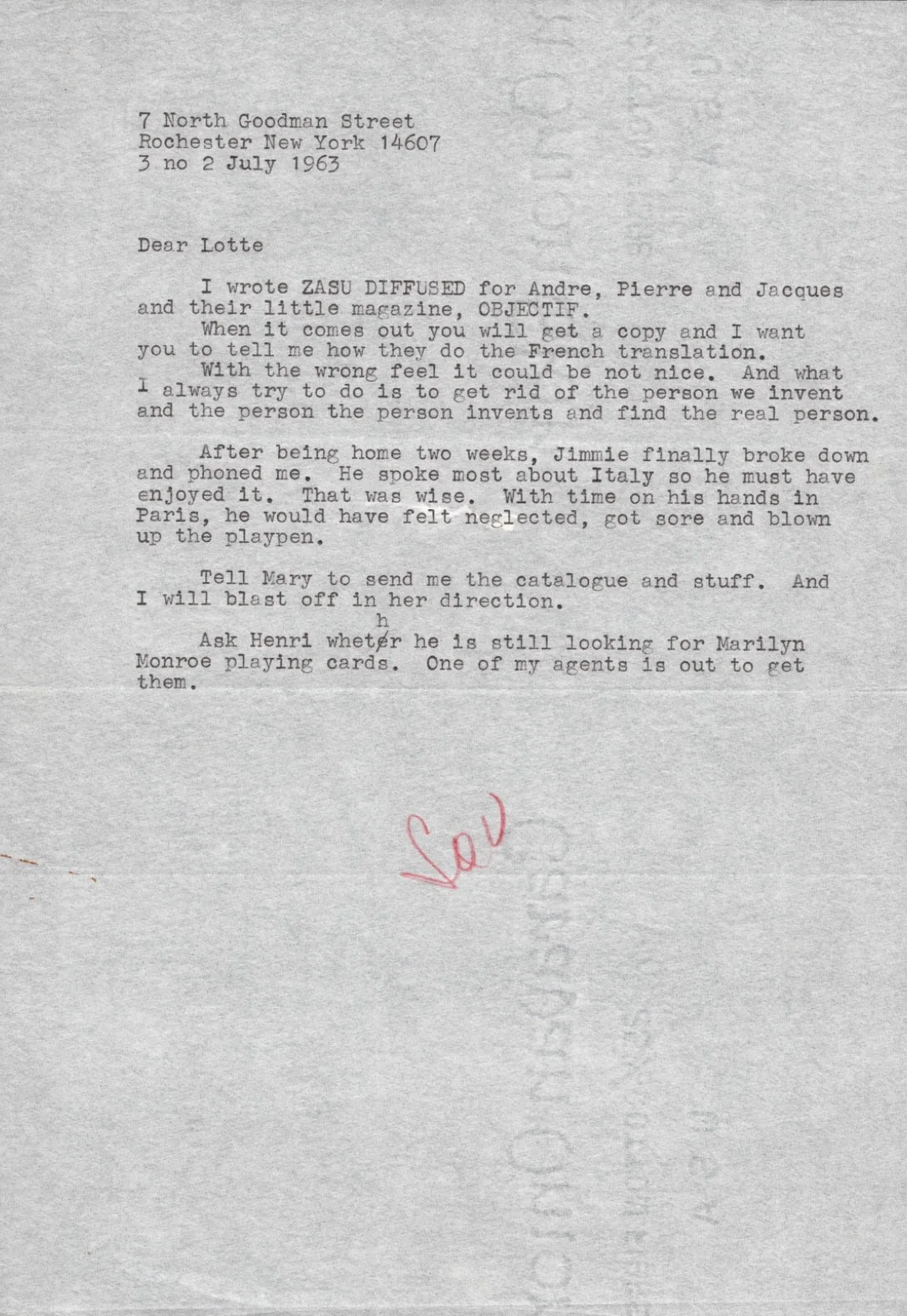 LOUISE BROOKS — RARE HISTORIC 1 OF A KIND 1963 LOUISE BROOKS SIGNED "LOU" LETTER TO LOTTE EISNER, изображение 2