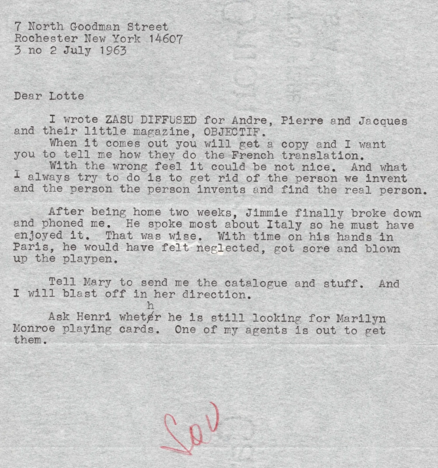 LOUISE BROOKS — RARE HISTORIC 1 OF A KIND 1963 LOUISE BROOKS SIGNED "LOU" LETTER TO LOTTE EISNER, изображение 4