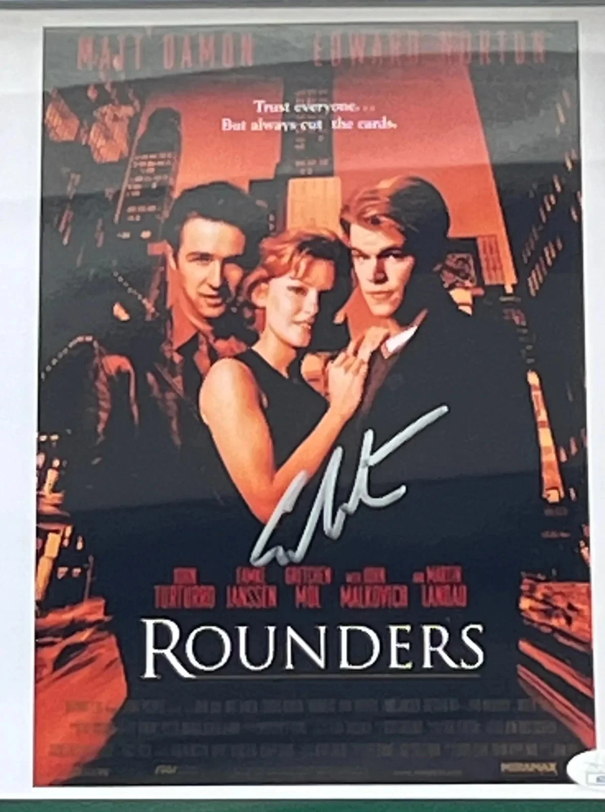 Rounders Cast Signed Shadowbox Display PSA Beckett ACOA Certified, image 4