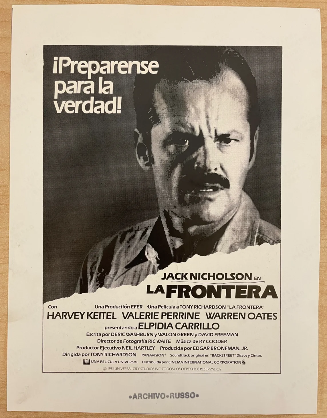 Jack Nicholson — Jack Nicholson Signed Autograph 7x9 B&W Glossy The Border aka La Frontera Promo, image 3
