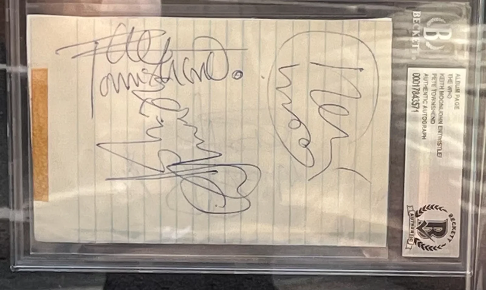 Roger Daltrey, John Entwistle, Pete Townshend — THE WHO group signed Collage Shadowbox Certified Signatures, image 3