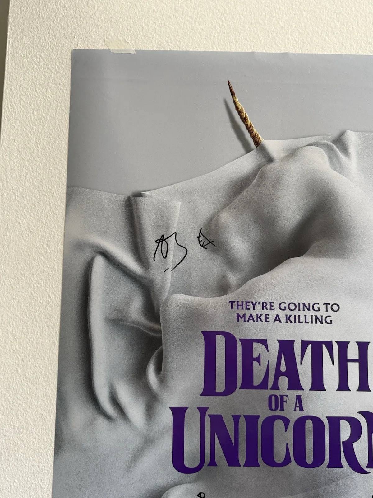 A24 Death Of A Unicorn Signed By Will Poulter Anthony Carrigan Movie Poster COA, изображение 3