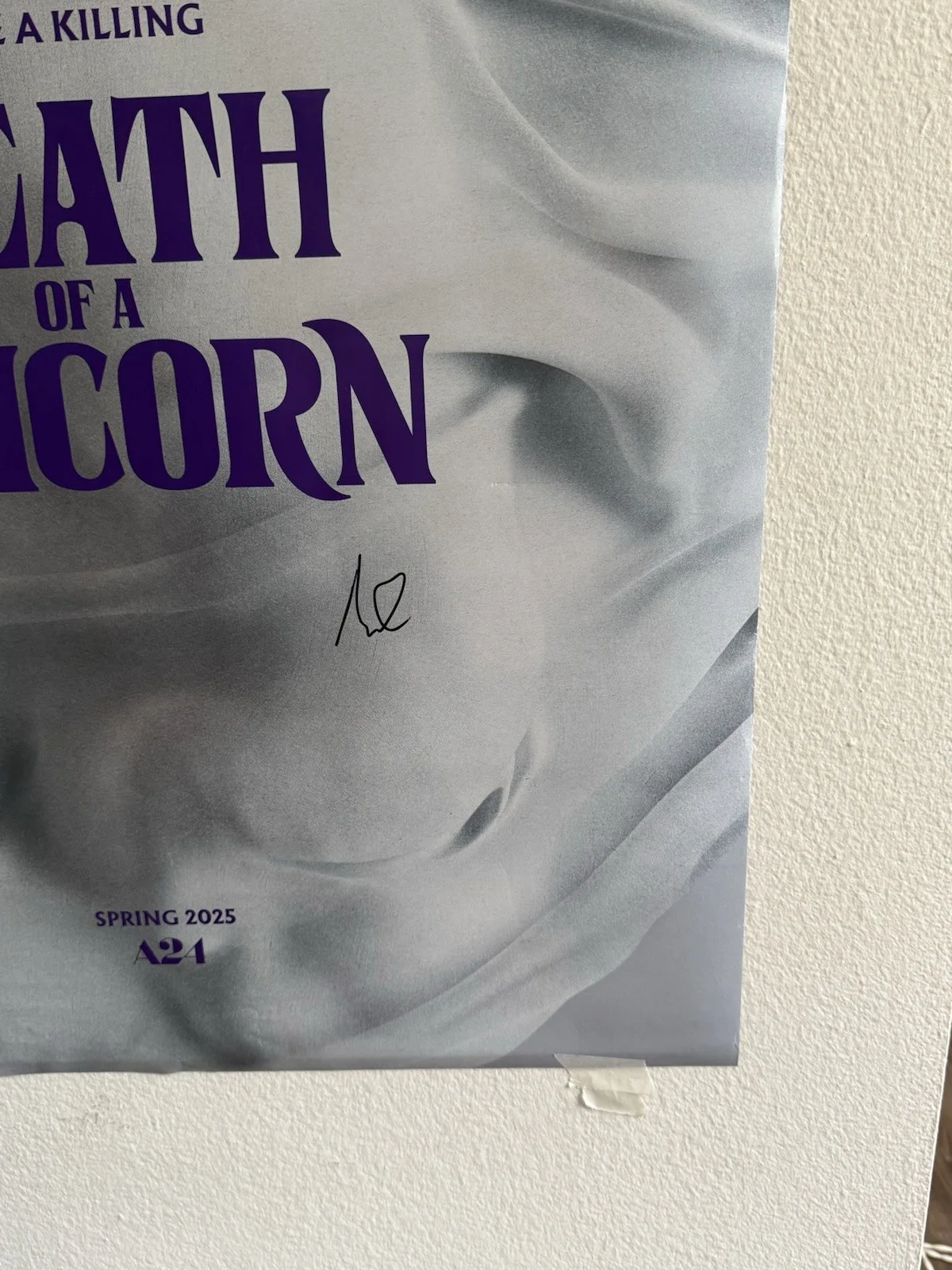 A24 Death Of A Unicorn Signed By Will Poulter Anthony Carrigan Movie Poster COA, изображение 5