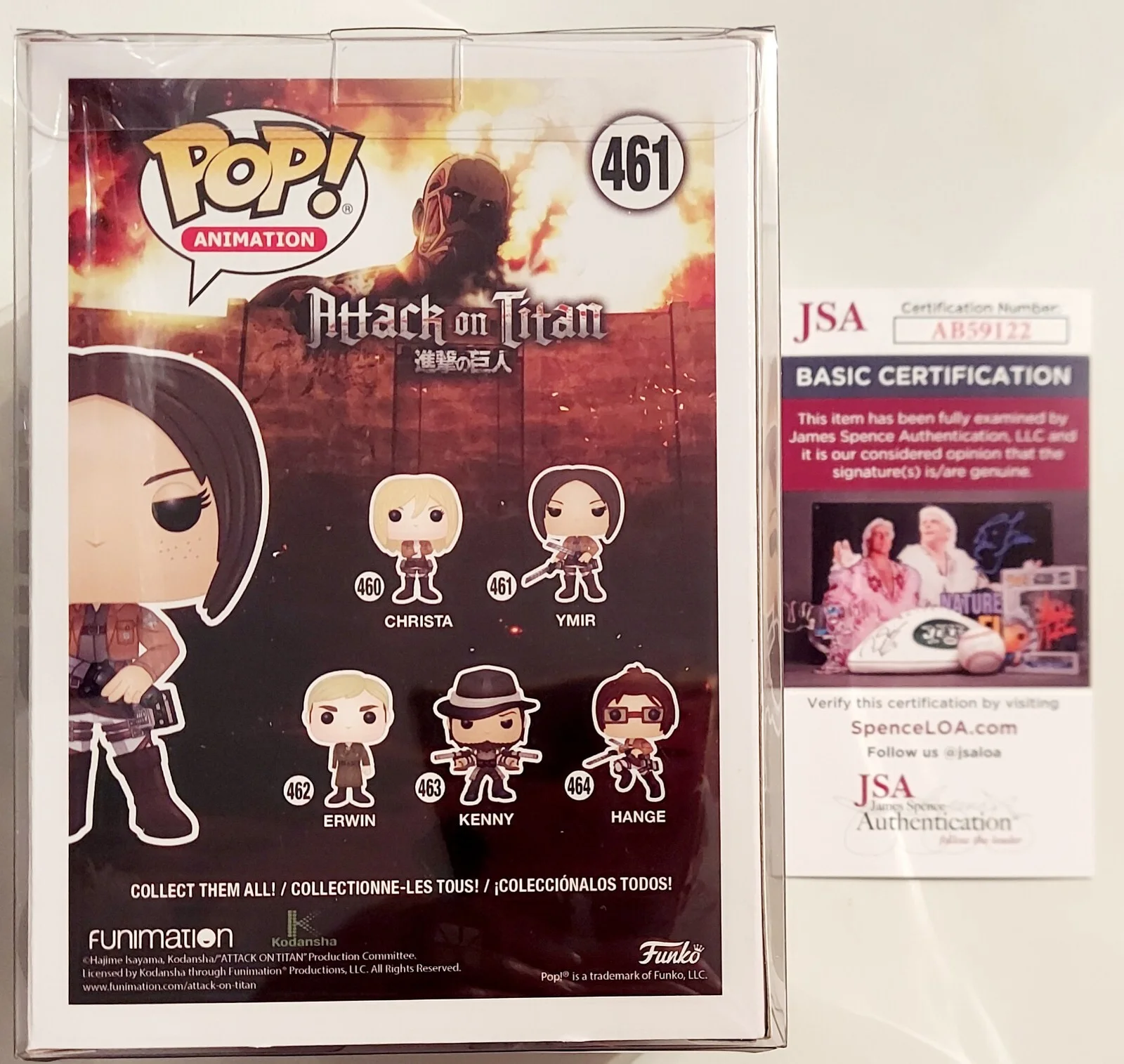 ELIZABETH MAXWELL SIGNED AUTOGRAPHED FUNKO POP 461 ATTACK ON TITAN YMIR JSA COA, image 2