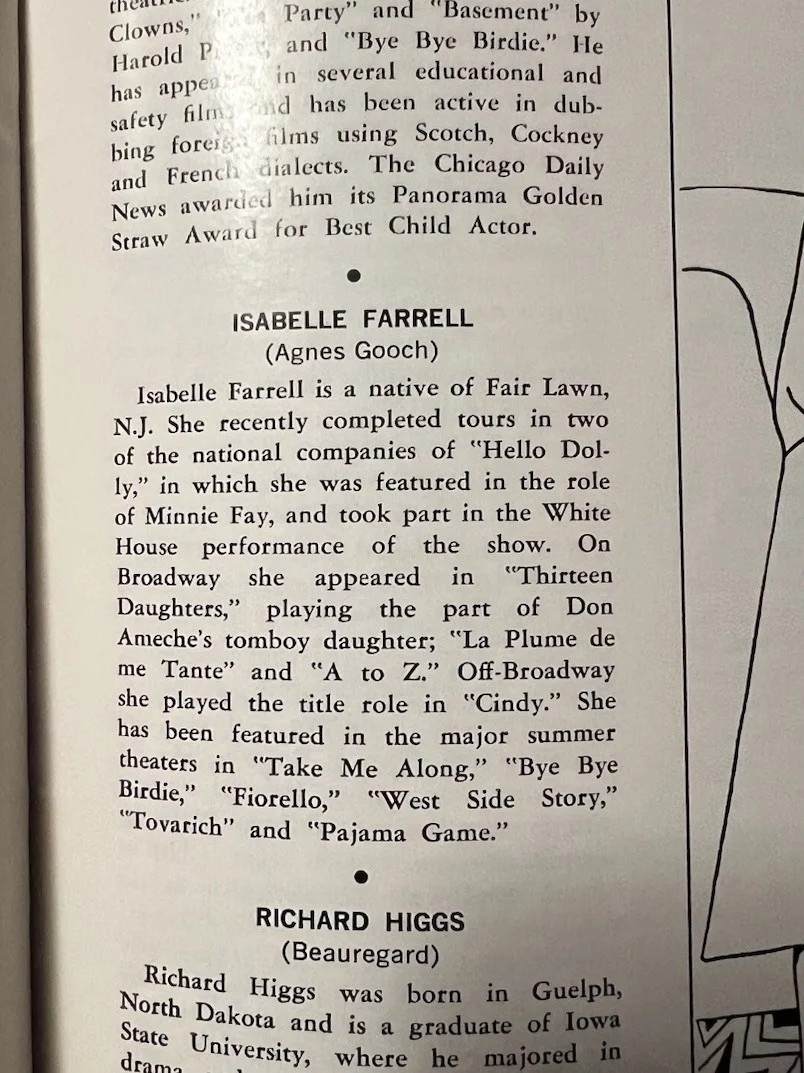 Isabelle Farrell Signed MAME Broadway Tour Playbill 1969, image 3