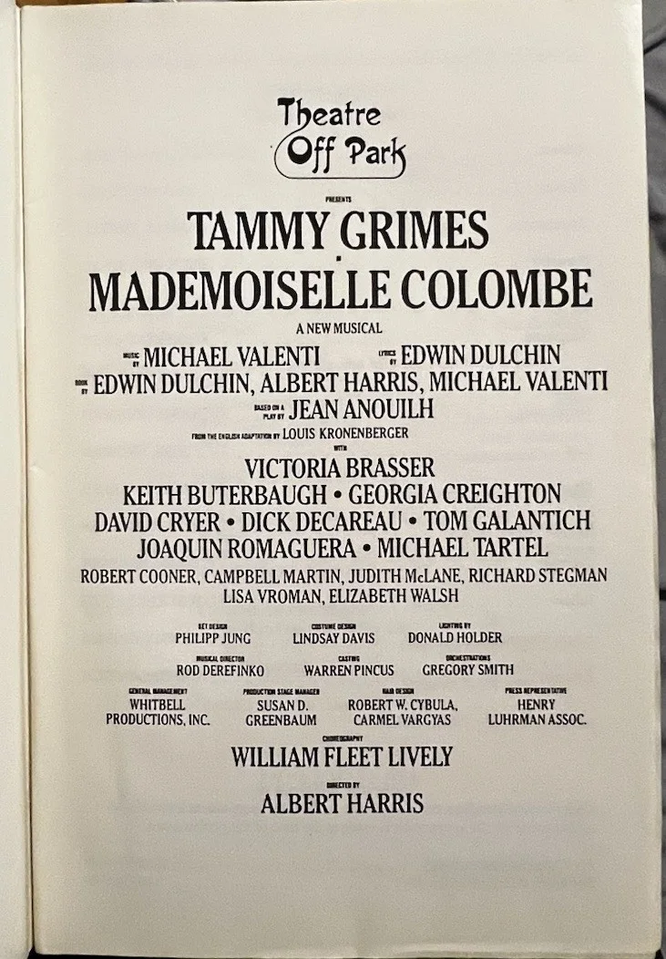 Jack Gilford Signed MADAMOISELLE COLOMBE Off Broadway Playbill Tammy Grimes show, image 2