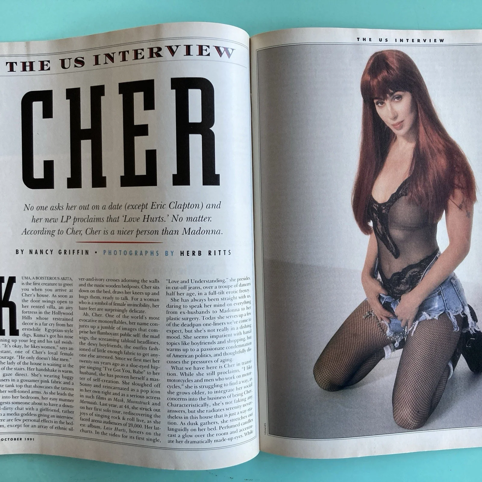 US Magazine Cher Jason Priestley WHO ARE THE SEXIEST? OCT 1991 - Wrinkled Pages, изображение 4