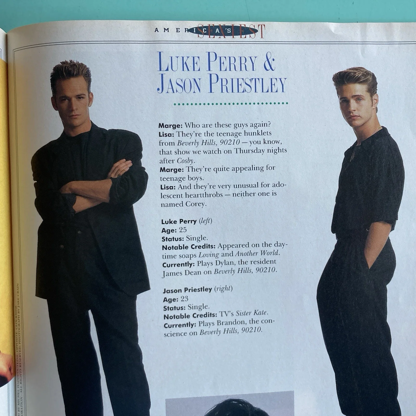 US Magazine Cher Jason Priestley WHO ARE THE SEXIEST? OCT 1991 - Wrinkled Pages, изображение 5