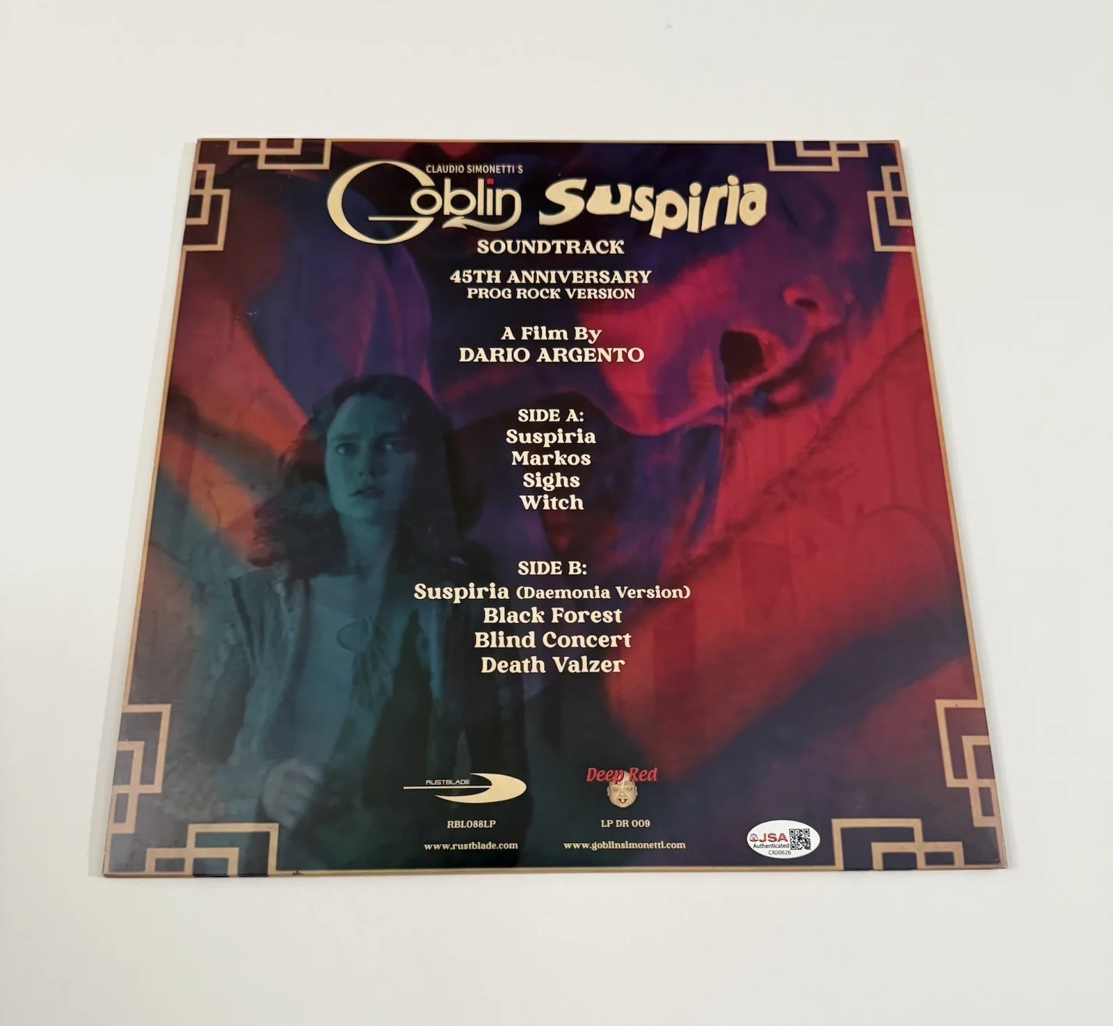 CLAUDIO SIMONETTI SIGNED SUSPIRIA VINYL RECORD GOBLIN JSA COA, image 3