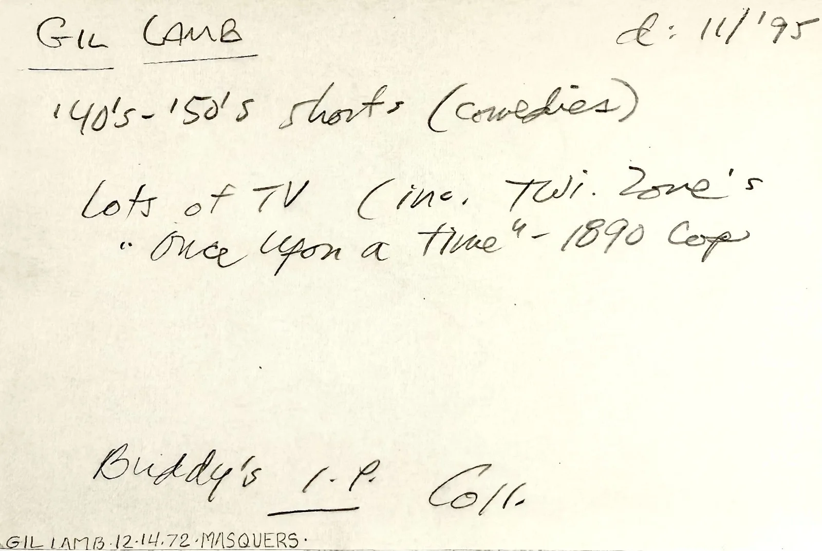 Gil Lamb — GIL LAMB Signed Autographed 4"x 6" INDEX CARD Rainbow Island Practically Yours, image 5