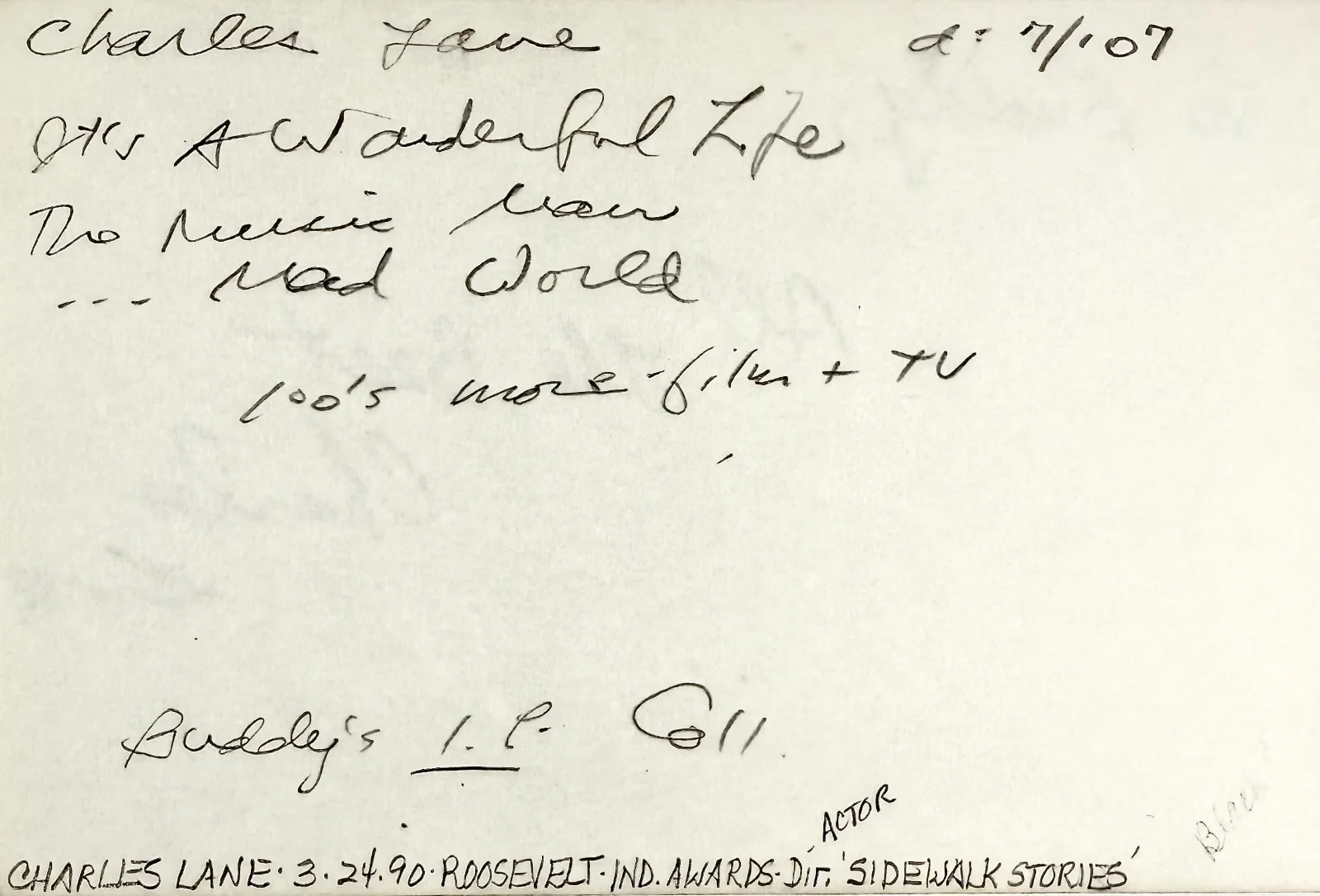 Charles Lane — CHARLES LANE Signed Autograph 4x6 INDEX CARD I Love Lucy Dr. Jekyll and Mr. Hyde, image 3
