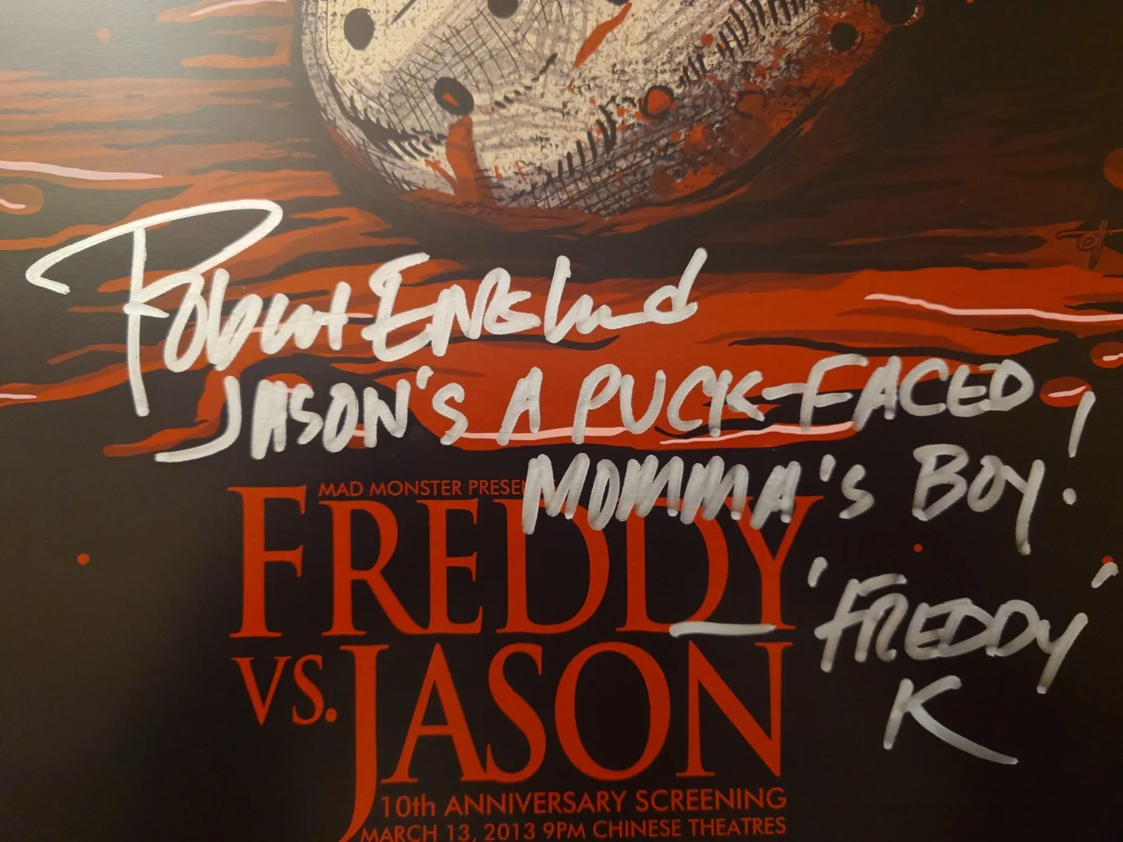 Robert Englund — Movie/London 1888 original poster Freddy vs Jason signed by Englund & Kirzinger, image 2