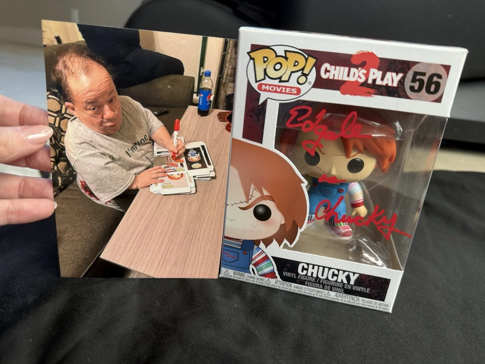 Ed Gale — Ed Gale Signed Autographed Inscribed Chucky Child's Play 2 Funko Pop #56 BAS, изображение 2