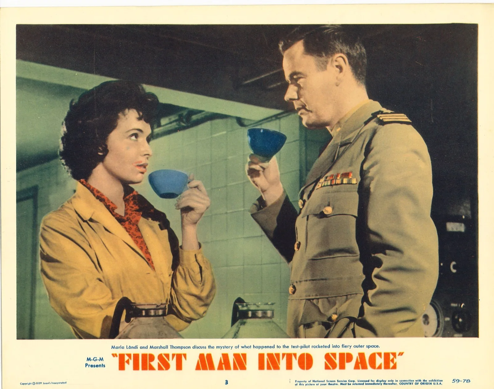 First Man into Space 4x ORIGINAL US Lobby Cards Robert Day Marshall Thompson '59, image 2