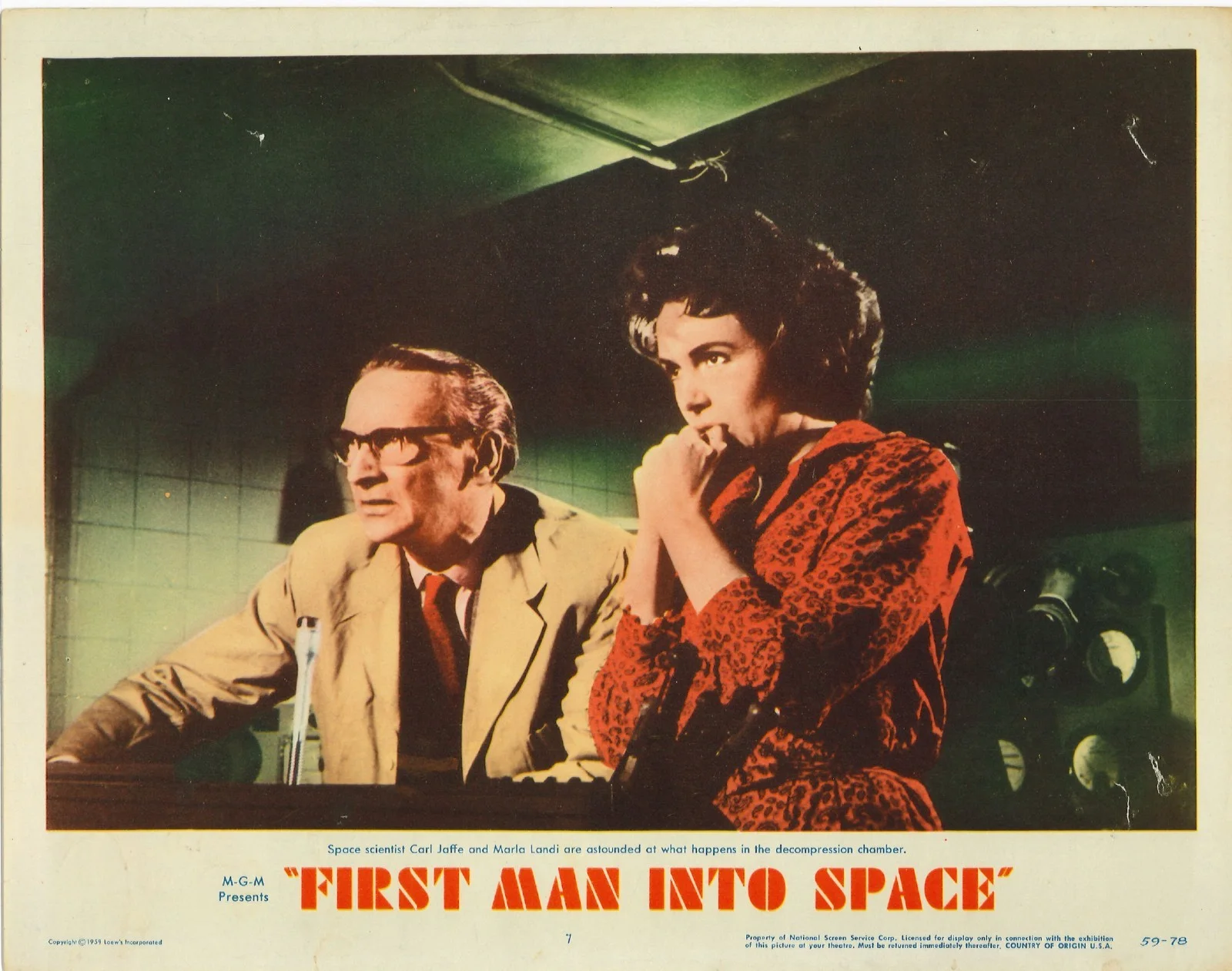 First Man into Space 4x ORIGINAL US Lobby Cards Robert Day Marshall Thompson '59, image 3