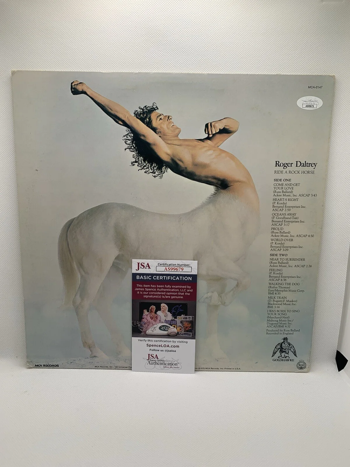 Roger Daltrey Signed Vinyl Ride A Rock Horse The Who Record Autographed JSA COA, изображение 3