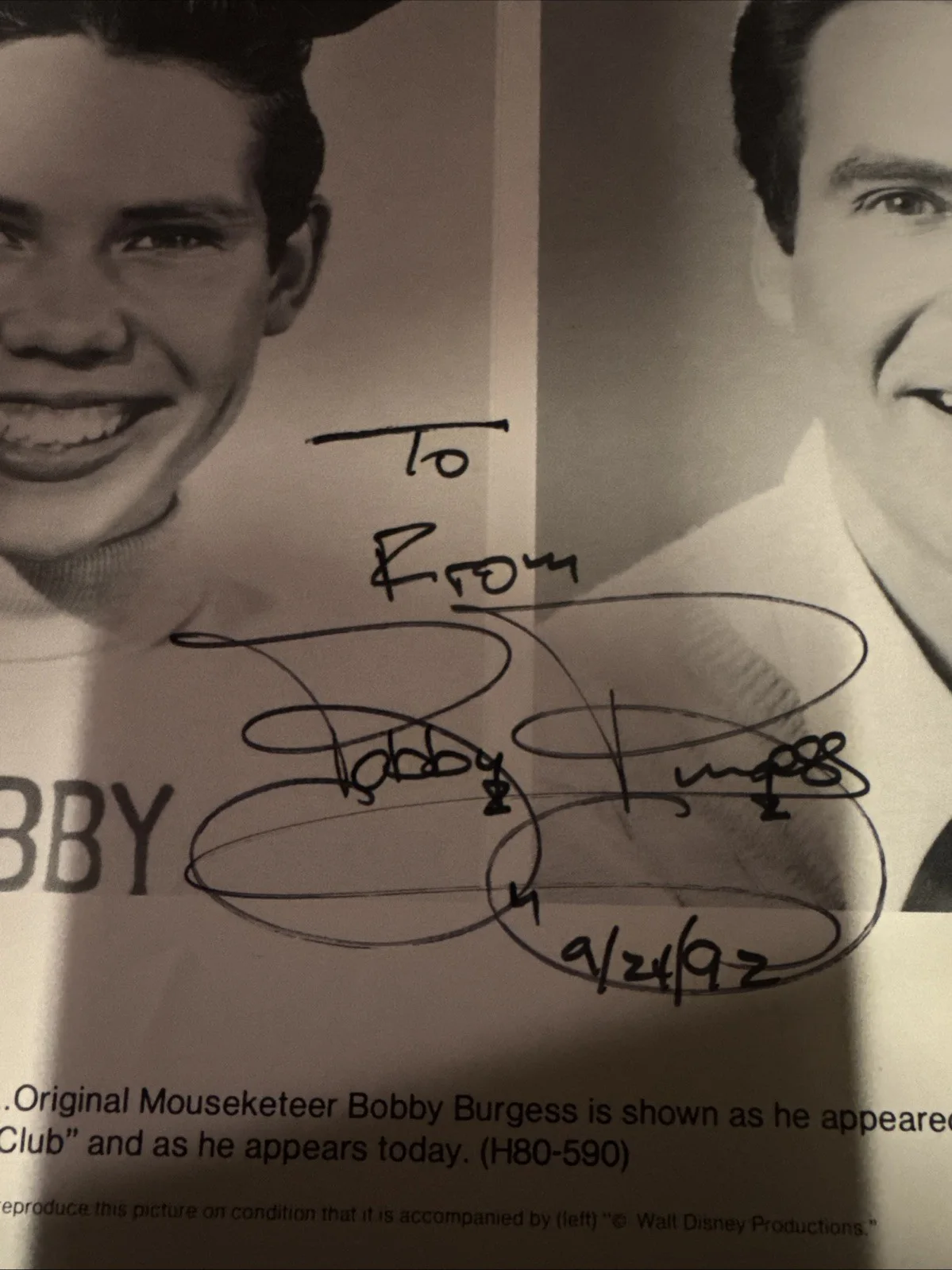 The Mickey Mouse Club - Mouseketeer Bobby Burgess - Autographed Signed Photo, изображение 2