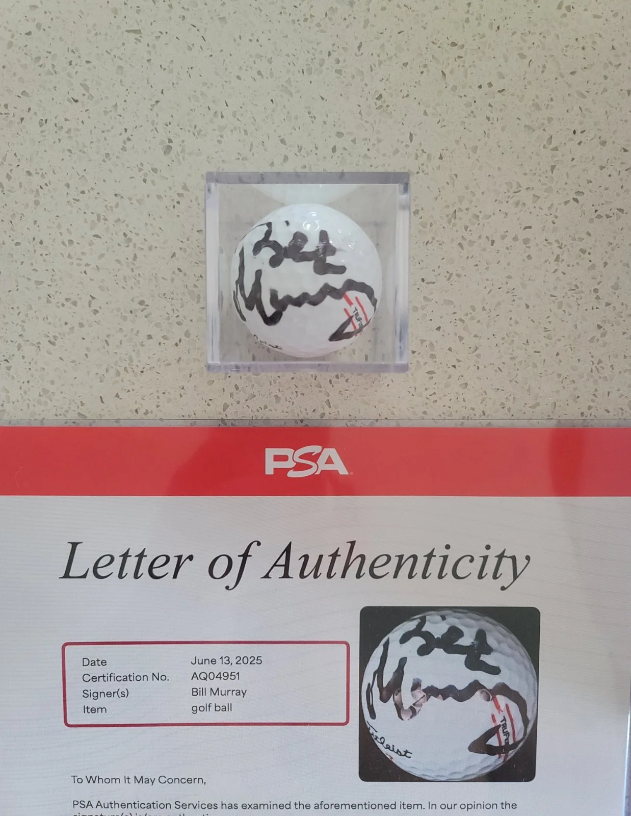 Bill Murray Signed Golf Ball Autograph with Case Caddyshack Movie PSA COA Letter, изображение 2